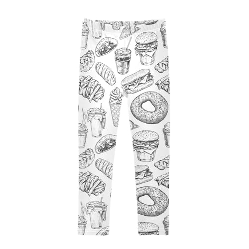 ZZKKO Girls Leggings Street Food Toddler Girls Clothes Leggings for Girls Toddler Girls Leggings 3-4T