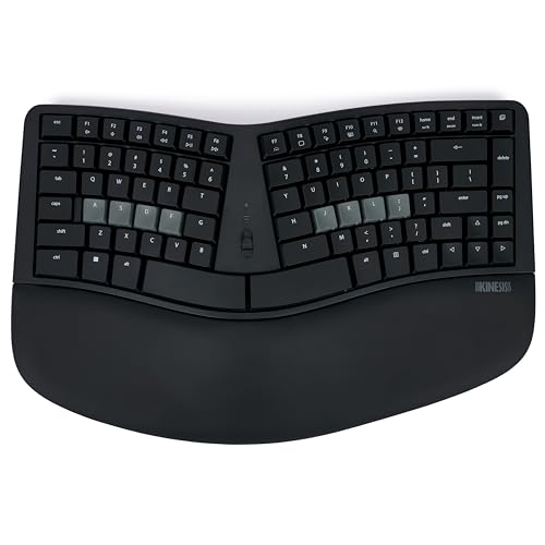 Image of KINESIS mWave Ergonomic Keyboard for PC (Black) | Mechanical Switches | Bluetooth & USB | Programmable | Backlit | Windows Modifiers & Hotkeys