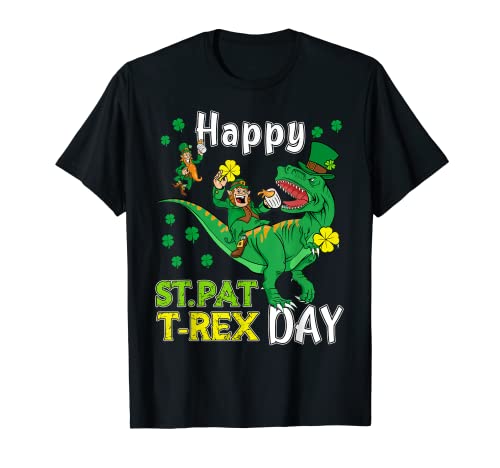 Happy St Pat T-Rex Saint Patrick Dinosaure Leprechaun T-Shirt