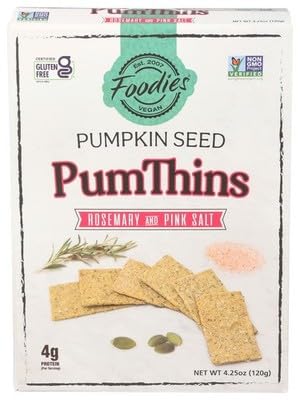 Foodies Thins Pumpkin Rosemary Pink Salt 4.25 oz (Pack of 6)