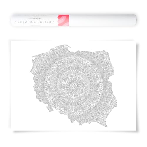 Poster Pologne Mandala à Colorier 50x70 cm - Grande Affiche Murale DIY