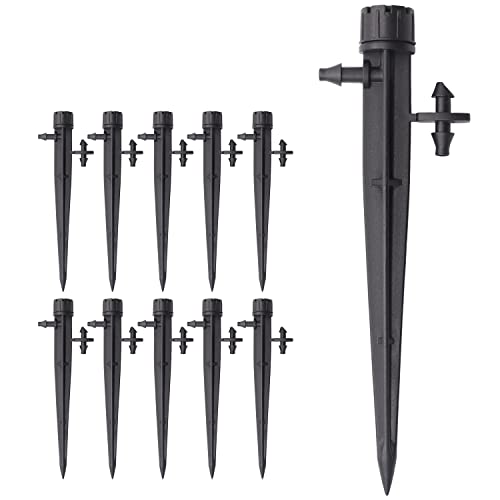 Aienxn 30Pcs Drip Irrigation Emitters Suitable For 1/4" Drip Tubing, 360 Degree Flow Sprinkler Head Irrigation Drippers With Stake, Adjustable Flow 0-18 Gph For Garden, Patio, Lawn, Flower Bed Q-022 #TOP10