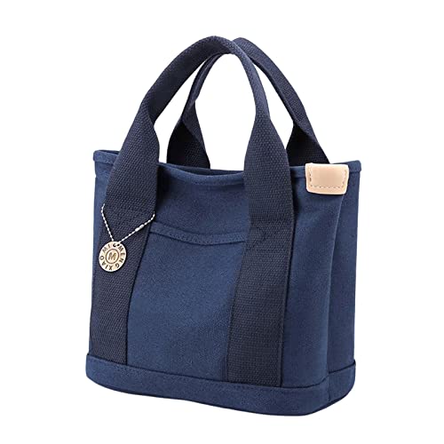 Baoblaze Kleine Einkaufstasche für Damen, Einkaufstasche mit Taschen, Tasche mit Tragegriff Oben, Tragbarer Reißverschluss für Den Täglichen Gebrauch, Reise Um, Dunkelblau