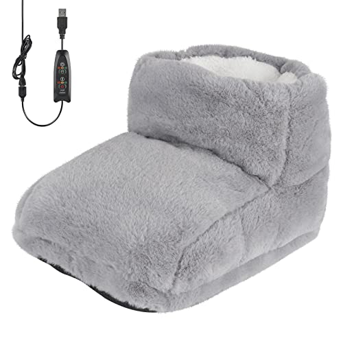 Gobesty Fotvärmare, elektrisk fotvärmare, USB-fotvärmare med 3 temperaturnivåer, maskintvättbar elektrisk fotvärmare, värmeinställning via fjärrkontroll, värmesko mörk fotvård för hemmet