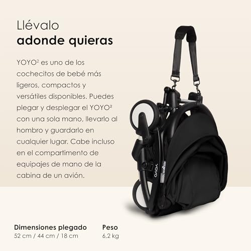 Miniatura 3 de Babyzen Yoyo2 Chasis De Cochecito, Negro - Set De Textiles No Incluidos - Viene Con Arnés De 5 Puntos, Respaldo Reclinable, Extensiones De Capota, Correa Para Llevar Al Hombro Y Bolsa Protectora