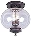 Livex Lighting 5033-07 Flush Mount with Hand Blown Clear Glass Shades, Bronze