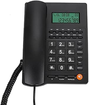 Landline Phones, L019-3 Multifunction English Trade Backlight Call Desk Display Caller ID Telephone, for Office, Home, Hotel, Restaurant, Black