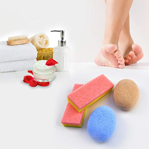 Foot Pumice Stone for Feet Set, Includes 2 PCS Pedicure Glass Stone for Heavy Callused Feet, 2 PCS 2 in 1 Foot Scrubber Sponge for Hard Dead Skin Callus Remover
