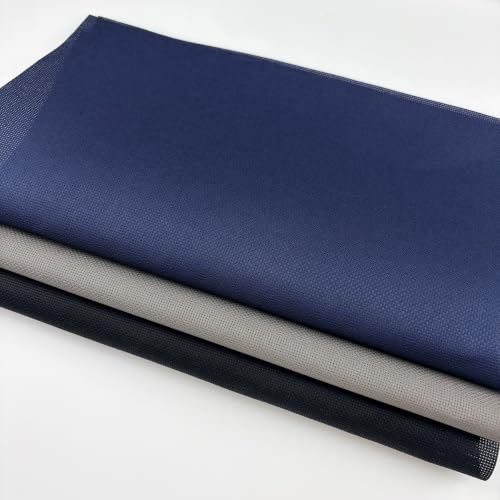 Image of KCS 3 pc of 15 inch x 18 inch(38cmx45cm) Counted Cross Stitch Cotton Aida Cloth Needlework Rolled Fabric Box,16CT,Navy Blue+Dark Grey+Black