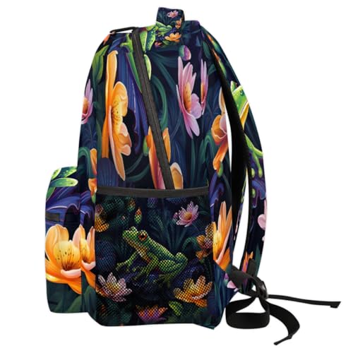 Green Frog Laptop Backpack for Adult Women Men Frog Casual Daypack with Compartment & Multiple Pockets Book Bags Travel Bag3