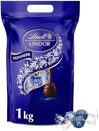 Lindt Schokolade | LINDOR Kugeln Feinherb, 1kg Beutel, Großpackung | ca. 78 Kugeln, Dunkle Schokolade, feinherb, zartschmelzend, zum Teilen & Verschenken, Vorrat, Genussmomente, Ge