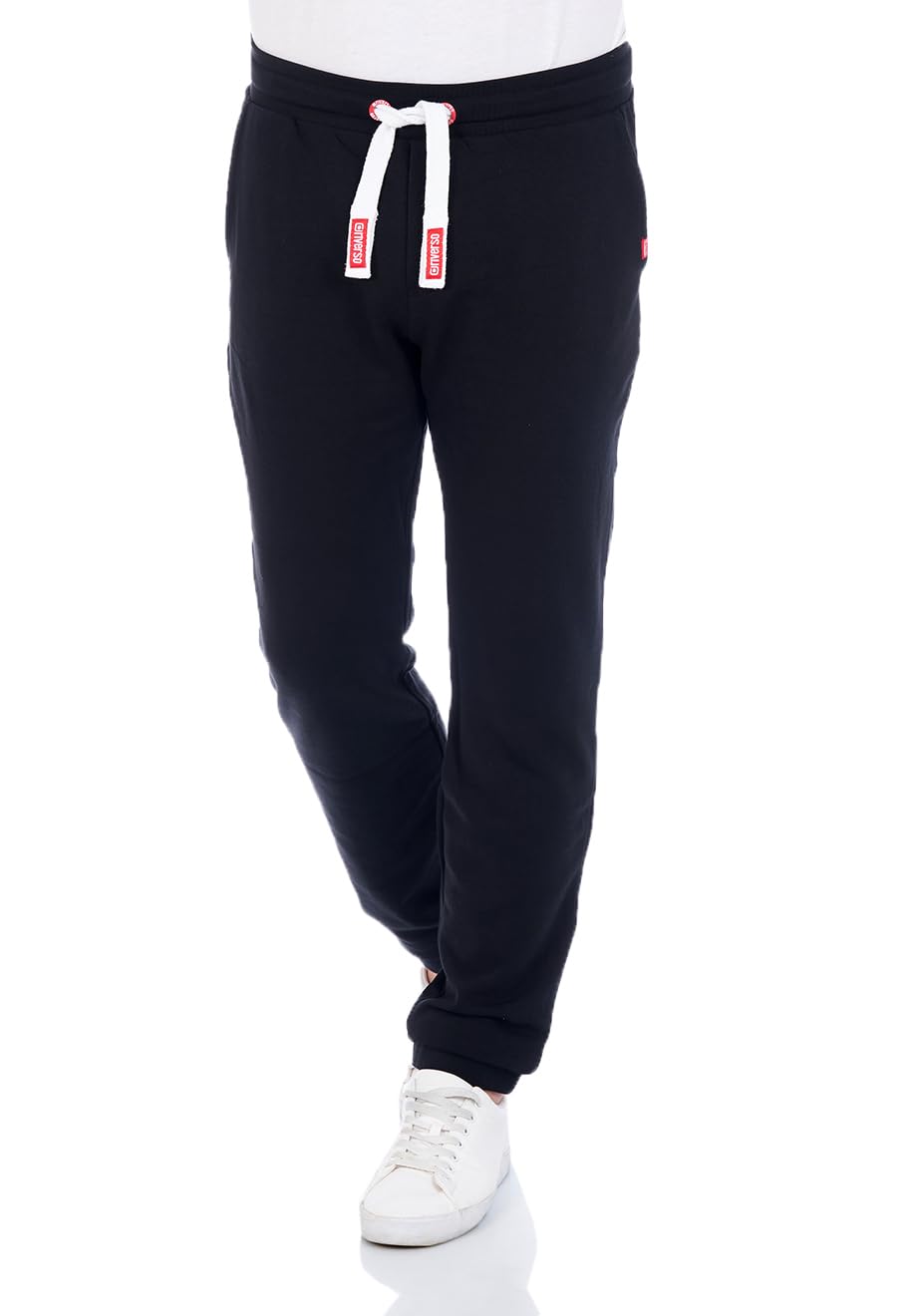riverso RIVLino Men's Jogging Bottoms Cotton Long Regular Fit Sweatpants Training Trousers Leisure Trousers Sports Trousers Grey Red Blue Black Green S M L XL XL XXL 3XL 4XL 5XL, Black-formular Red,