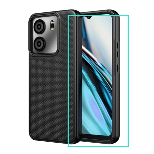 Case for BLU View 5 with Screen Protector Blu View 5 Phone Case Dual Layer Shock-Absorbent Slim Soft Silicone Heavy Duty Military Grade Shockproof Protective Bumper Cover for Blu View 5 B160V Black