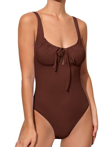 Image of BERLOOK Womens One Piece Swimsuits Floral Push Up Bathing Suit Sexy Tie Slimming Swimsuits for Women Swimwear