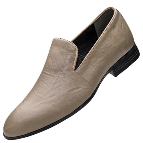 Men's Flexural Leather Fashion Dress Shoes Casual Comfort Pointed-Toe Slip-On Oxfords Shoes