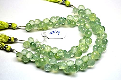 Prehnite naturelle microfacettée perles oignon briolette vert menthe 8-9mm