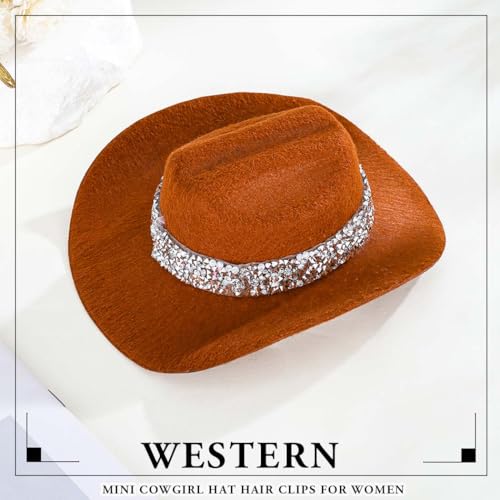 Pinza para cabello mini sombrero vaquero con rhinestones miniatura 2
