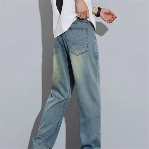 Men's Spring Fall Jeans – Business Casual Denim Pants, Thin Elastic Straight Fashion Trousers2