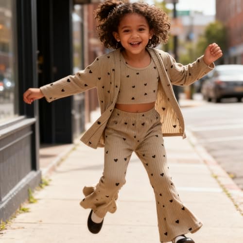 Image of Tween Girls Clothes 2 Piece Long Sleeve Top + Denim Cargo Pants, Teen Girls Fall Clothing Set, Sizes 5-12 Years