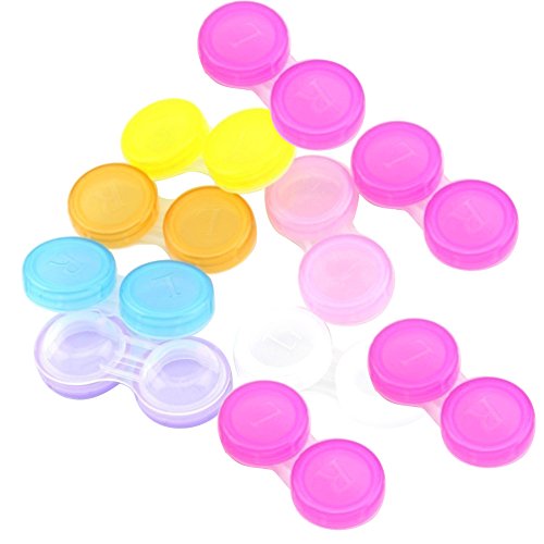 Gemini_mall® 10 x Contact Lens Cases - Colour Coded L&R Soaking Storage Cases, Random Color (Multicolor)