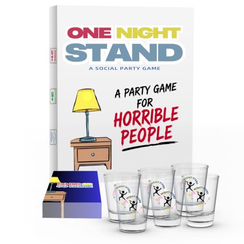 One Night Stand After Dark Party Game for Awful Friends — Secret Questions, Wild Dares & Bad Decisions for Game Night, Date Night or Any Night You’ll Never Fully Explain. 184 Cards, 6 Cups, Ages 21+