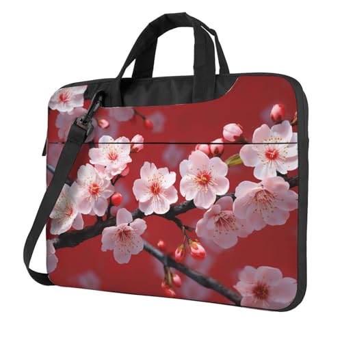 Sacoche pour ordinateur portable 15.6 pouces avec motif fleur de prunier rose