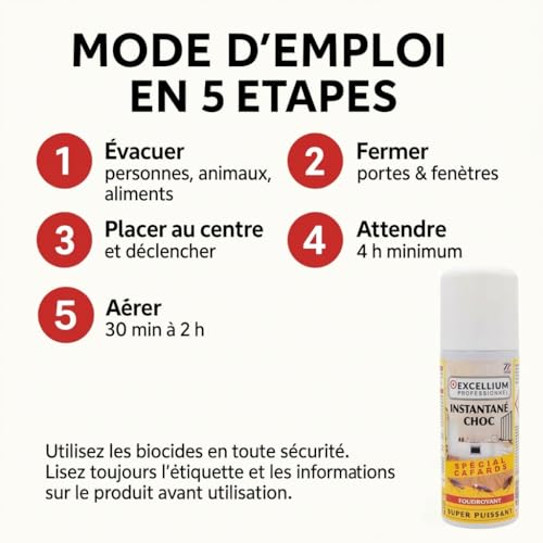 Excellium | Aérosol Fumigène Anti-Cafards Instantané Choc | 150 ml | 3 Semaines – vue 5