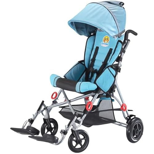 Special Needs Stroller for Big Kids up to 250 lbs - Smilez Adaptive Wheelchair Alternative, Lightweight Foldable, 5 Point Harness, Adjustable Recline, for Autism & Disability, 12" 14" 16" 18" Seat