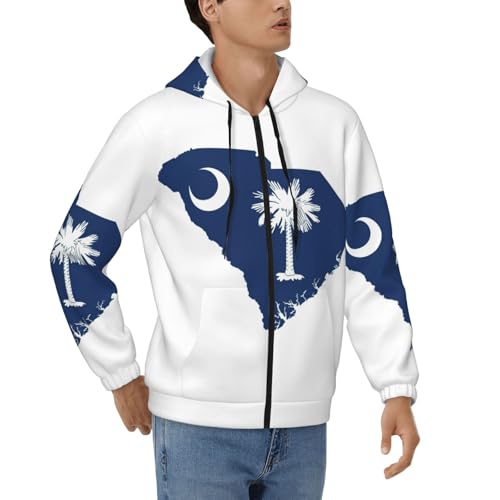 Sweat à fermeture éclair Caroline du Sud pour homme de taille S à 3XL en polyester doux