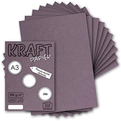 50 x Vintage Kraft Paper in Purple - DIN A3 - 29.7 x 42 cm - 240 g - Natural Recycled Cardboard - Sustainable Ecological Craft Cardboard Single Card - UmWelt by Gustav Neuser Cover