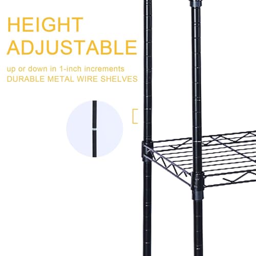 Image of Simple Deluxe 6-Tier Shelving Units, 29.92'' W x 13.98'' D x 71.65'' H Adjustable Wire Shelving with Hanging Hooks and Wheels, Black