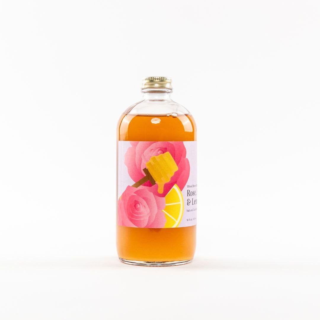 Wood Stove Kitchen - Rose with Honey & Lemon Mix | Cocktail & Mocktail Mixer - Natural Craft Syrup with Tasty Flavors - Concentrated & Alcohol Free - Aromatic,16 oz.