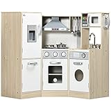 HOMCOM Kids Kitchen Playset Pretend Toy Kitchen w/Role Play Accessories, Sound...