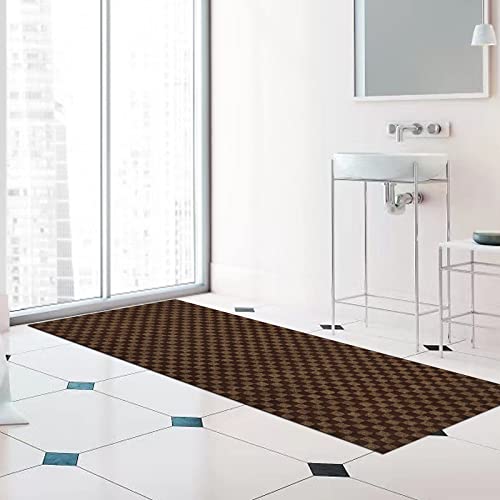 Zgr Runner Rug 2 Ft X 6 Ft Carpet Runners, Indoor/Outdoor Hallway Kitchen Entryway Bedroom Area Rugs With Natural Non-Slip Rubber Backing, Garage Mat, Checkered Brown, Custom #TOP7