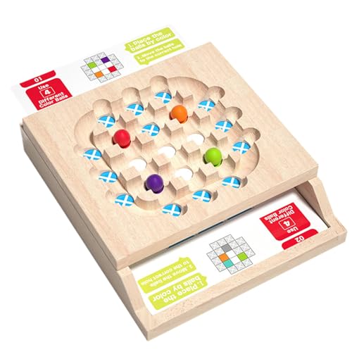 Juego de mesa de cuentas de madera,Juego de mesa de cuentas - Juego de combinación de colores - Juego de entrenamiento de pensamiento lógico para niños, actividades de aprendizaje educativo preescolar