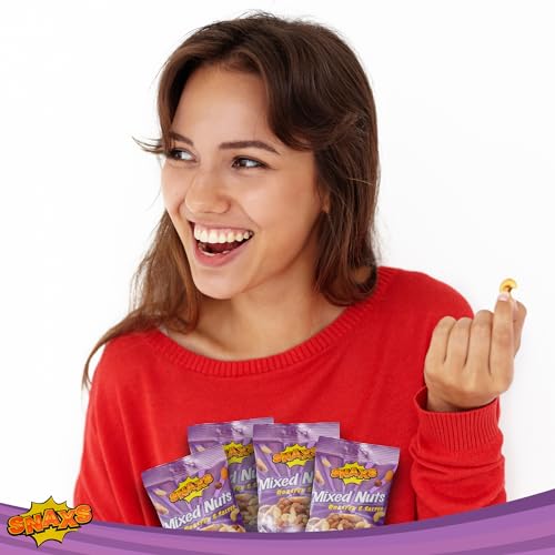 Snaxs Roasted Salted Mixed Nuts 12 x 40g - Almonds, Brazil, Cashews, Peanuts & Hazelnuts - Healthy Kosher Snack with Fibre, Protein & Minerals - Ideal for Snacking