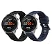 Produktbild kwmobile 2X Sportarmband kompatibel mit Garmin Forerunner 255S / 255S Music Armband - Fitnesstracker Band Set aus TPU Silikon in Schwarz Dunkelblau