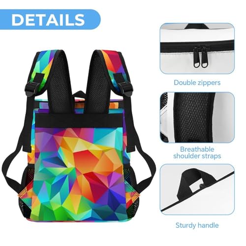 Sac à dos isotherme arc-en-ciel géométrique étanche en polyester