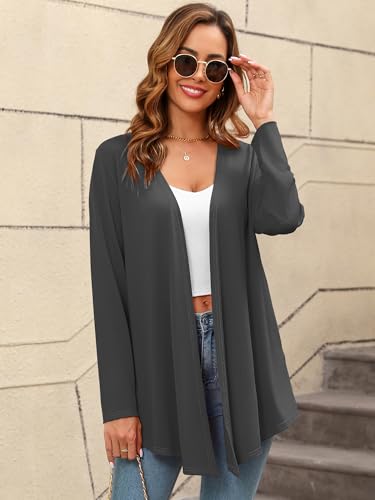 Image of Women's Lightweight Open Front Cardigans Casual Soft Drape Spring Summer Fall Cardigan S-3XL