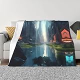 Weiche Anti-Pilling-Decke, 152,4 x 127 cm, faltbares Design, modisch, Motiv: Stadt auf dem Wasser, Muster für Reisen & Outdoor-Aktivitäten