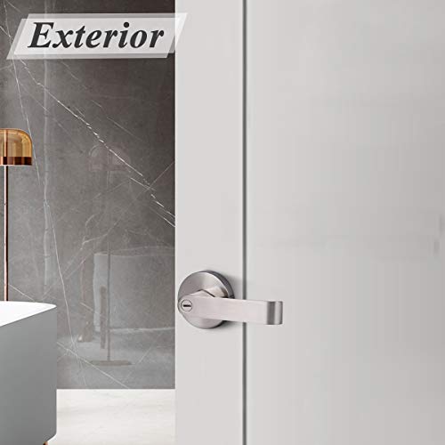 Probrico Heavy Duty Satin Nickel Privacy Door Levers, Interior Keyless Locks Bath/Bed Door Locksets, Reversible For Left/Right Handed Doors, 10 Pack #TOP1