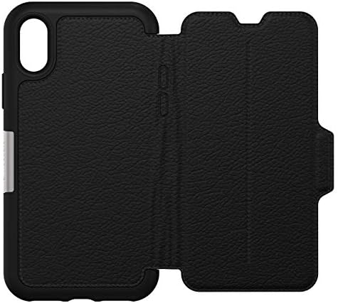 OtterBox Strada Case for iPhone X / iPhone Xs, Shockproof, Drop proof, Premium Leather Protective Folio with Two Card Holders, 3x Tested to Military Standard, Black