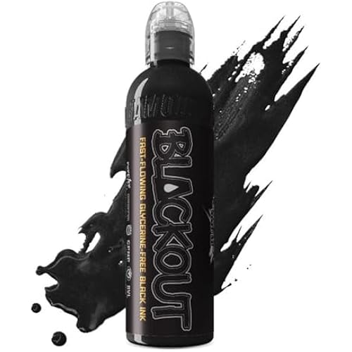 World Famous Blackout Black Tattoo Ink - Ultra-Thin, Long Lasting Black Ink for Lining, Shading & Permanent Makeup - Professional-Grade Tattoo Supplies - Vegan, Cruelty-Free (8 Oz)