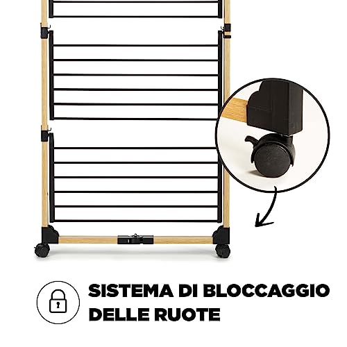 VITAPUR Stendibiancheria pieghevole, asciugabile a più livelli, asciugabiancheria 69 x 136 x 69 cm, fino a 20 kg, asciugabiancheria ideale per piccoli appartamenti, ruote stabili - 5