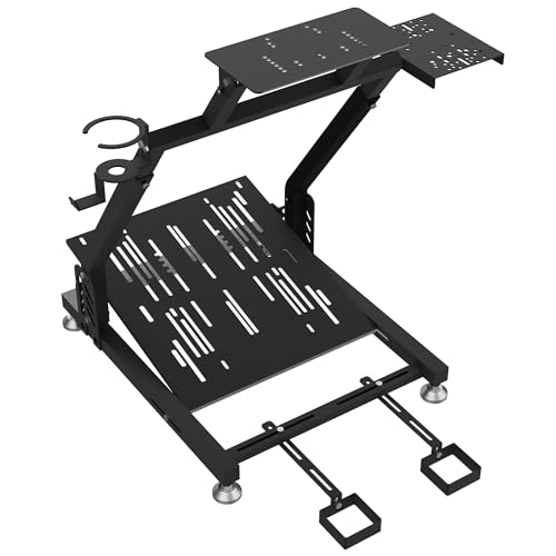VTUIFBT Sim Racing Wheel Stand, Racing Wheel, Pedal, Shifter Mount with Cup and Headphone Holder Com