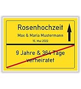 Rosenhochzeit Urkunde Personalisiert - Geschenk Zum 10. Hochzeitstag DIN A4