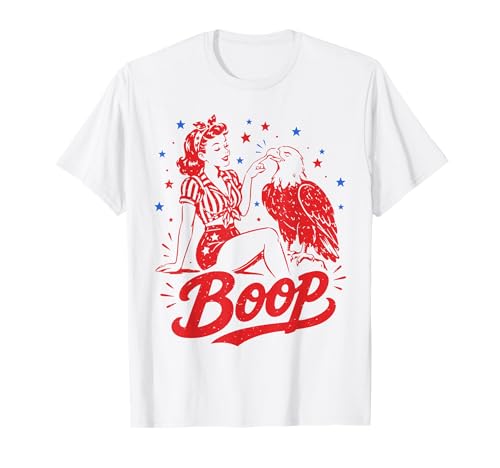 Boop Eagle Patriotic Vintage American Girl 250th 4th of July T-Shirt