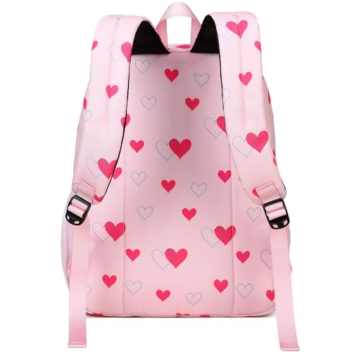 abshoo Classical Basic Heart Womens School Backpack For College Teen Girls Water Resistant Bookbag (Pink Heart)