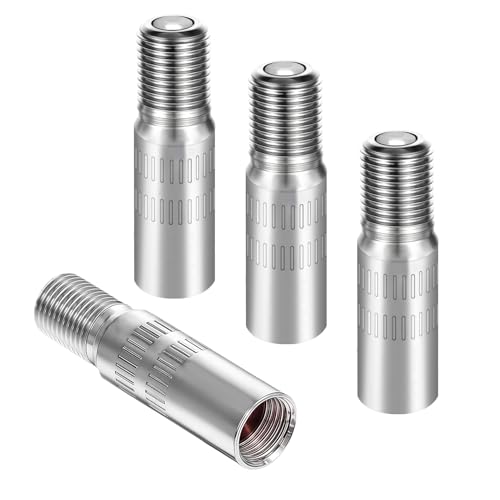 Surosha 4PCS 39mm Valve Cap Stem Extenders, Screw-on Car Tire Valve Extension Adapter, Nickle Plated Copper Wheel Valve Extension Cap, Tire Air Cap Accessories for Car Motorcycle Truck (39mm)