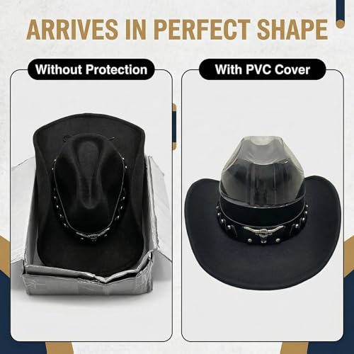 Kalerona Black Cowboy Hats for Men & Women Cowgirl Hats with Hat Bands for Cattleman Western Hats